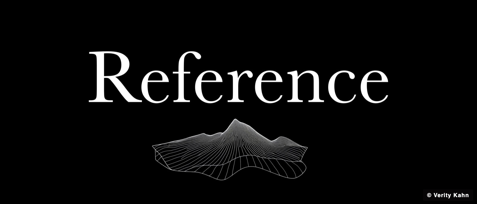A Reference banner on black above an engraved mountain range.