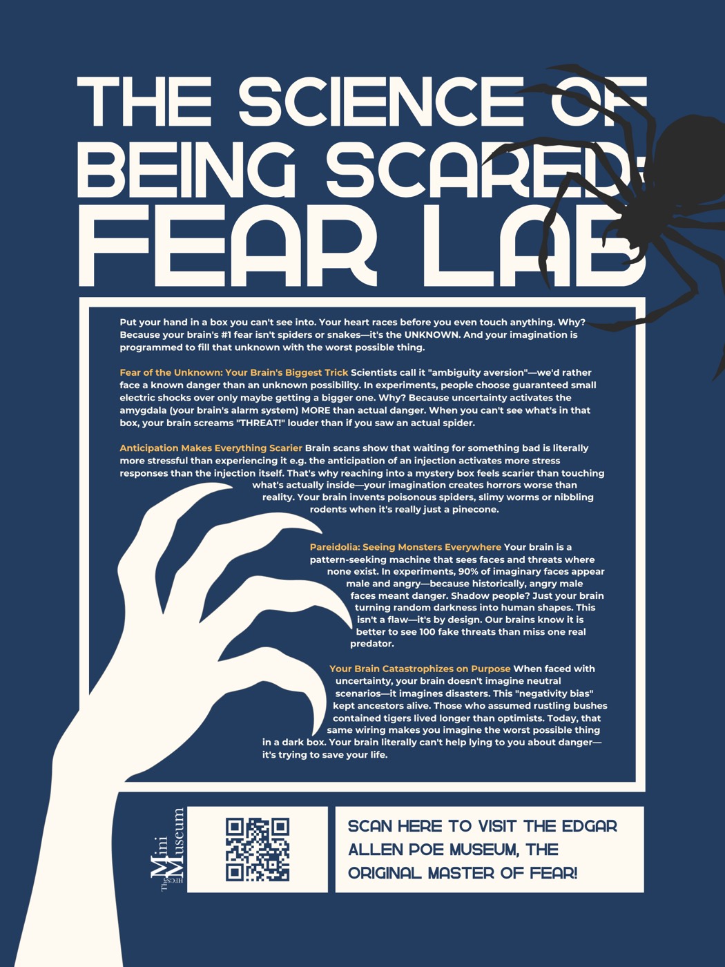 Poster for The Fear Lab, on the psychology of fear.
