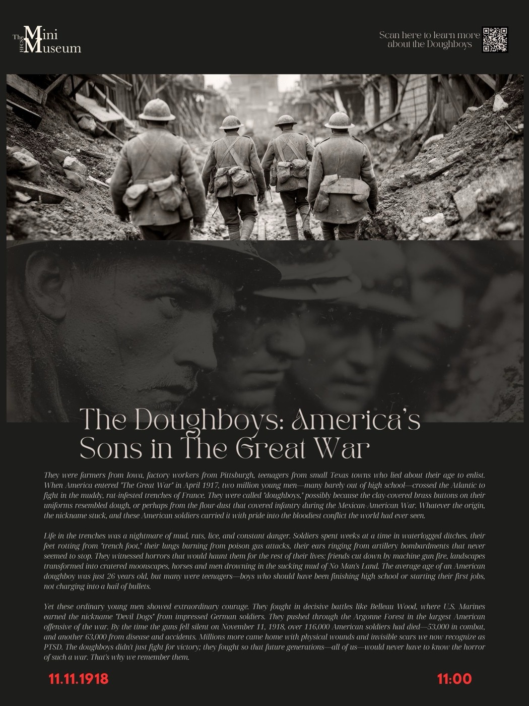 Poster for The Great War, the doughboys and the eleventh hour.