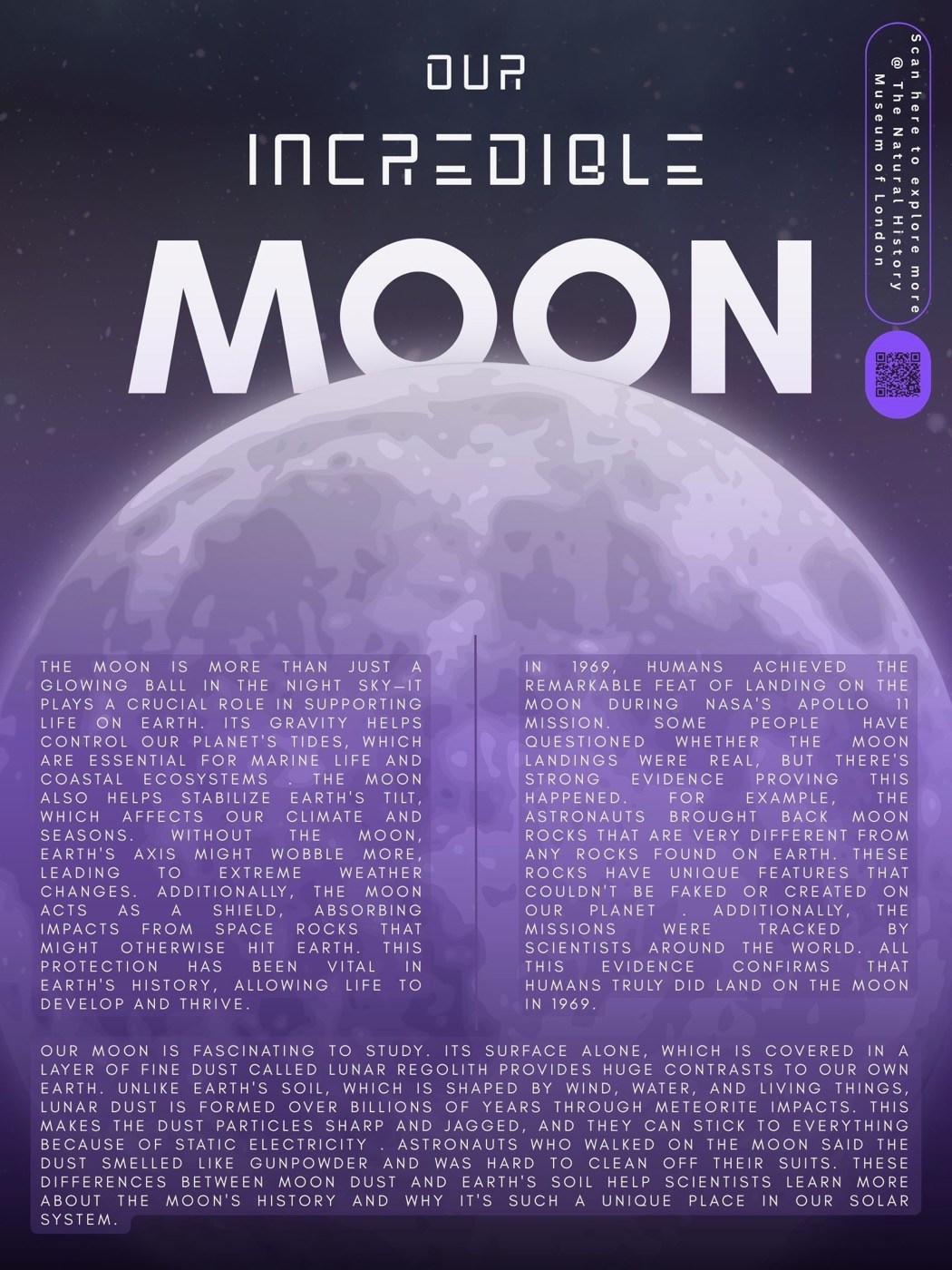 Poster for Our Incredible Moon, on lunar science and exoplanets.