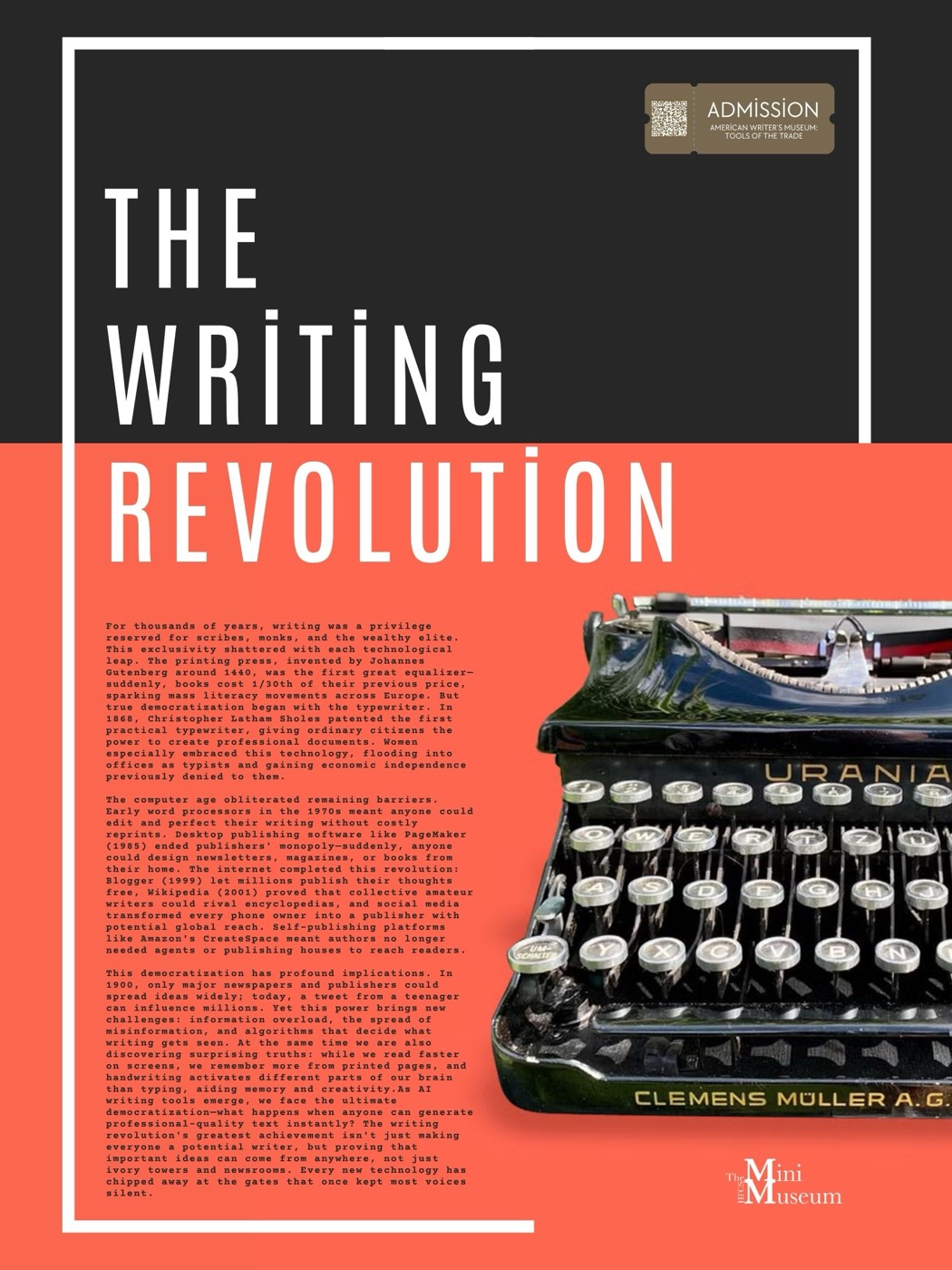 Poster for The Writing Revolution, from movable type to the digital age.